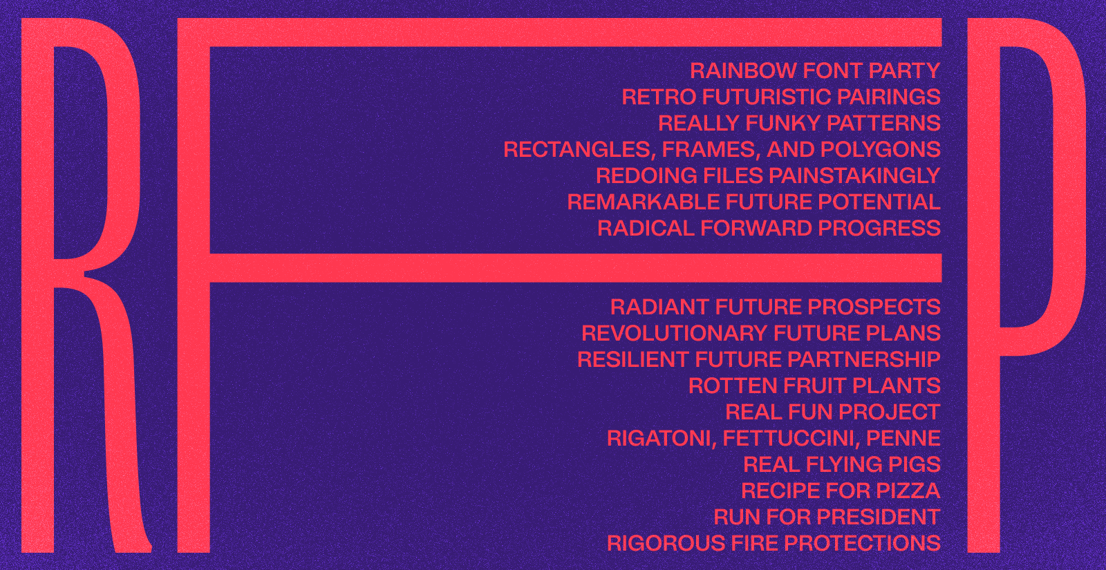 Animated graphic that shows different sets of words for the abbreviation "RFP"
