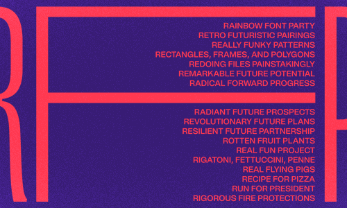 Animated graphic that shows different sets of words for the abbreviation "RFP"